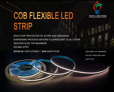 COB CCT ajustable 576chip flexible blanco cálido COB LED tira de luz